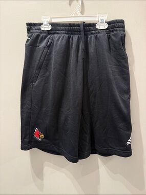 adidas Black Men’s Athletic Shorts with Louisville Cardinals Patch